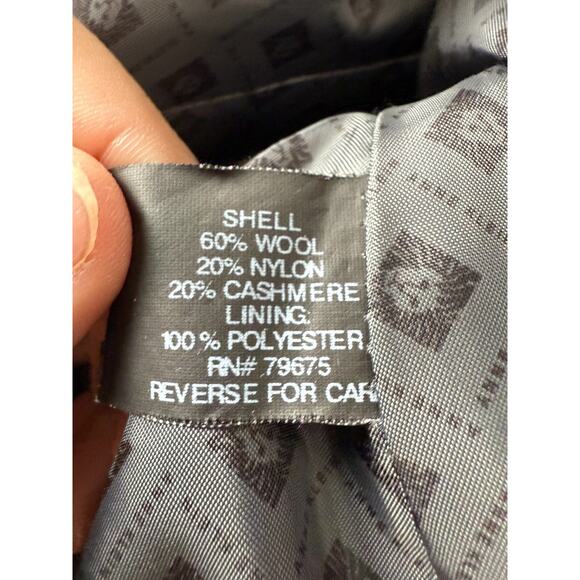 Anne Klein Sz 12 Cashmere Wool Blend Outdoor Overcoat Black Long Sleeve Notched - Picture 8 of 10